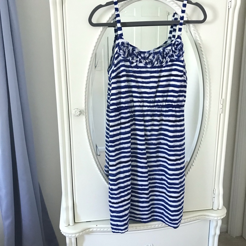 🇺🇸LOFT Outlet watercolor blue striped dress